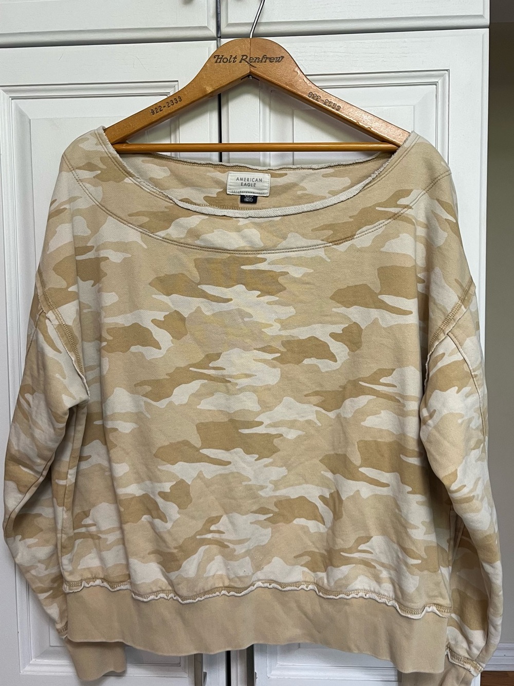 American Eagle Outfitters Tan & Cream Camo Pullover Sweatshirt